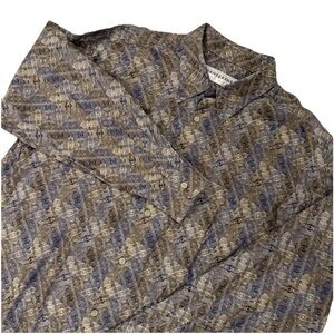 Vintage Jhane Barnes Shirt L Geometric Jacquard Abstract Pattern 90s Designer